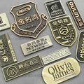 Wholesale Custom Engraved LOGO Square Retro Color Metal Label for Garment Clothes Handbag Furniture Tag