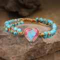 Emperor Stone Natural Heart Shape Stone Wrap Double Layers Braided Bracelets Yoga Bracelet