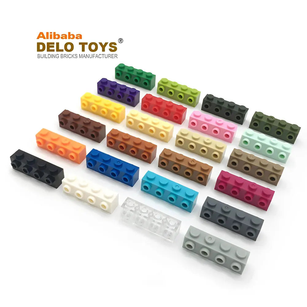 DELO TOYS (11 Colors) ABS Material DIY Bulk Building Blocks Plastic Brick 1*4 Modified 1 X 4 with 4 Studs on 1 Side (NO.30414)