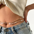 Bohemia Beach 2pcs Set Rice Beads Seed Beads Elastic Waist Belly Chain Miyuki Beads Natural Stone Body Chain Waist Chain
