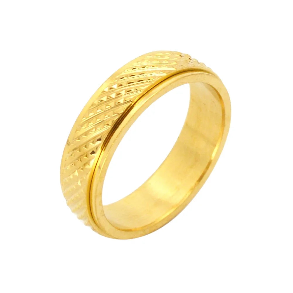Direct DealFidget Stainless Steel Spinning Ring Anxiety Sweatproof 18K Gold Plated Men Silver Plated Bague Anti Stress Ring