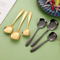 304 Stainless Steel Metal  Large Serving Spoon Set Gold Long Serving Spoon Buffet Salad Rice Kitchen Utensils Household