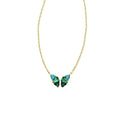Luxury Stainless Steel Link Chain Crystal Butterfly Necklace Multi Color Cubic Zirconia CZ Butterfly Necklace