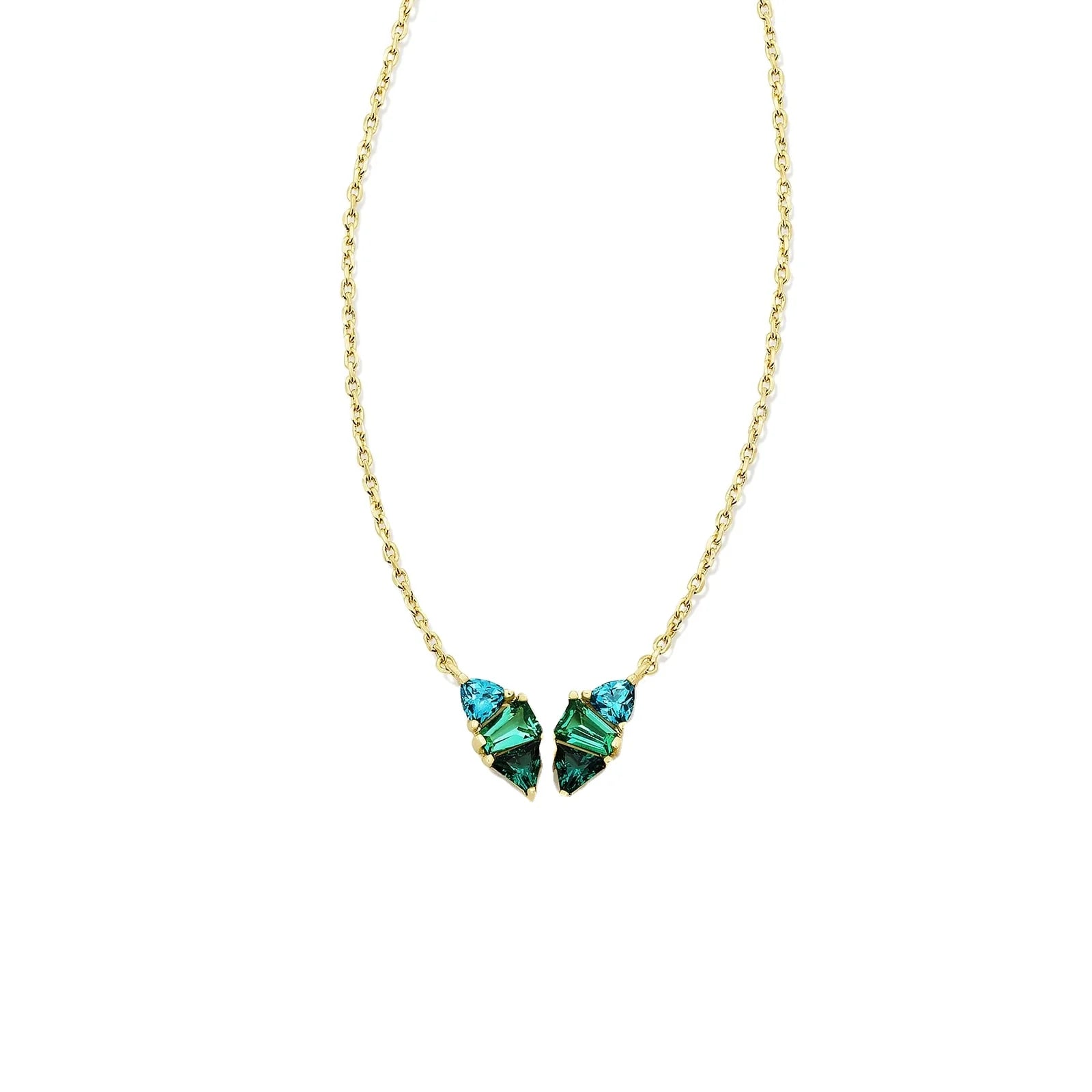 Luxury Stainless Steel Link Chain Crystal Butterfly Necklace Multi Color Cubic Zirconia CZ Butterfly Necklace