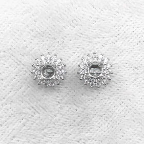 Sterling Silver 4mm/5mm/6mm/7mm/8mm Semi Mount Stud Earrings Empty Support Blank Claw Setting Without Center Stone for DIY Inlay