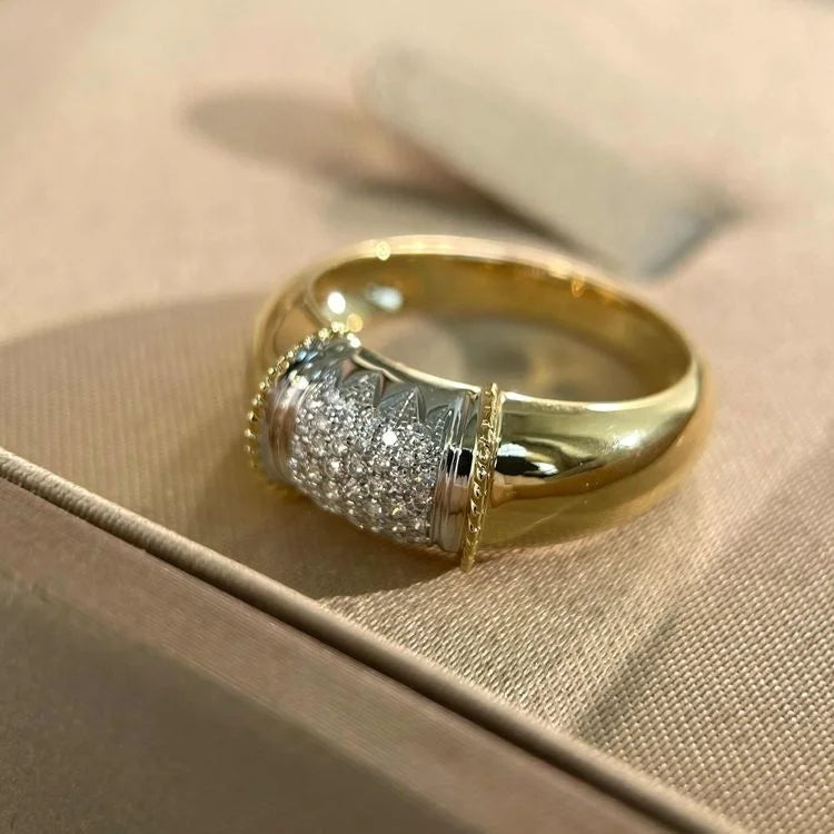 Ruyi Wholesale 18K Gold Vintage Diamond Band Rings for Women Waterproof Couple Jewelry for Him and Her