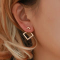 Hot Trendy Cute Nickel Free Fashion Jewelry Earrings Square Stud Earrings for Women Brincos Statement Earrings
