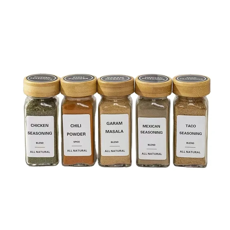 120ml Glass Spice Jars with Bamboo Lid Household Kitchen Storage Bottles for Seasoning Food