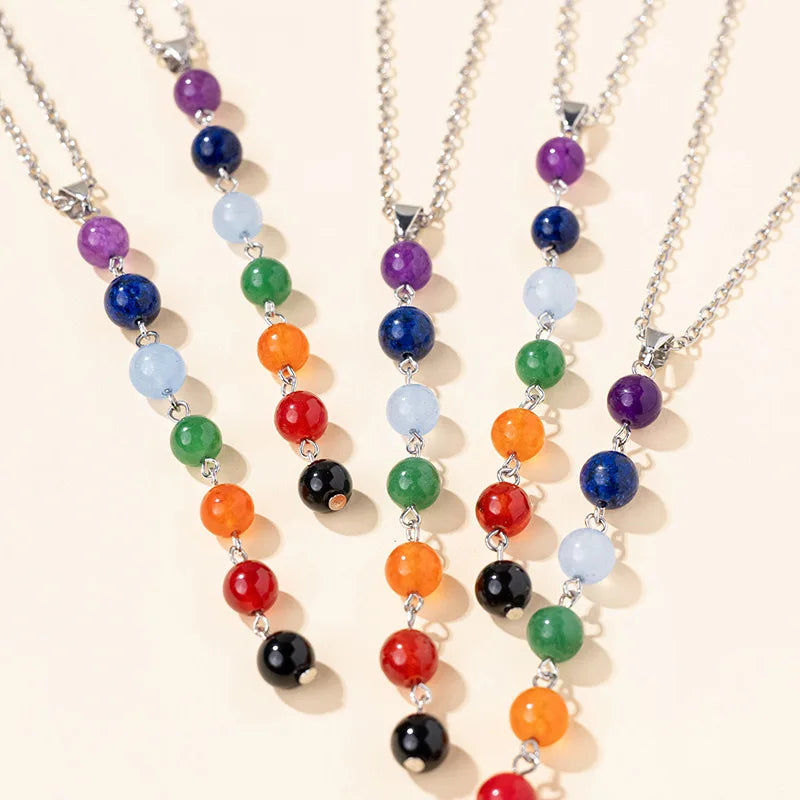 Wholesale Gemstone Ball Pendant Necklace Natural Crystal Stone DIY Beads Pendant for Jewelry Making Charm