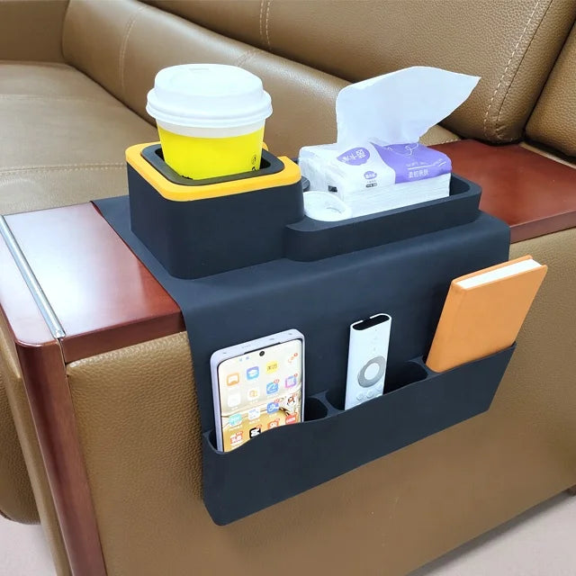 OEM/ODM Portable Couch Drink Holder Arm Table Double-Color Dustproof Tray with Cup Holder Mat & Pads Accessories