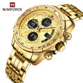 NAVIFORCE 9197S SGG New Men's Analog Digital Stainless Steel Watches Big Dial Sports Waterproof Wrist Watch Quartz Clock
