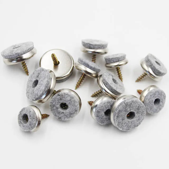Furniture Protector Pads Glides Nickel Metal Chair Leg Slides Nonwoven Felt Base with Screw