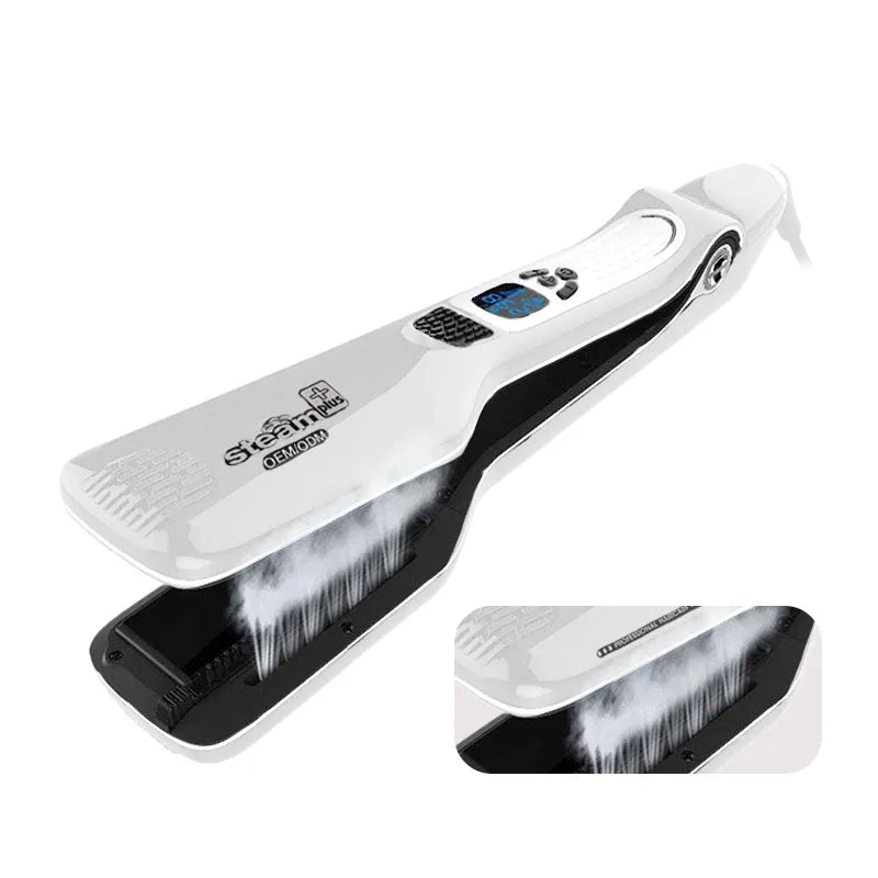 Ceramic Flat Iron Professional Ponding Steam Styler Wet Dry Dual Mode Steam Hair Straightener