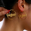 Spot Wholesale Exaggerated Big Hoops Earrings Golden Custom Name Stainless Steel Earrings for Women