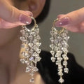 Exquisite Y2K Long Crystal Tassel Earrings for Women Fashion Geometric Dangle Drop Earrings Femme Jewelry Brincos
