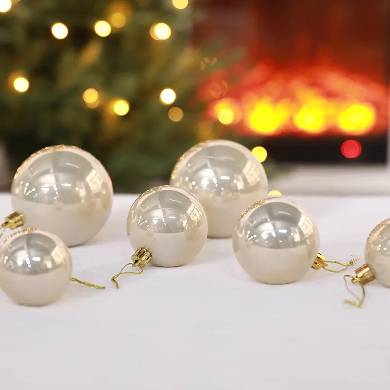 Customized Size 5cm/6cm/8cm Spot Pearlescent Christmas Balls 12-Piece Set for Festive Holiday Decorations