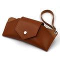 Brown Sunglasses Bag Leather Eyeglasses case Brown Sunglasses case with Snap Closure