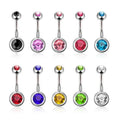 Fashion Stainless Steel Navel Piercing Jewelry Double Crystal Ball Navel Button Ring Crystal Belly Ring Stud