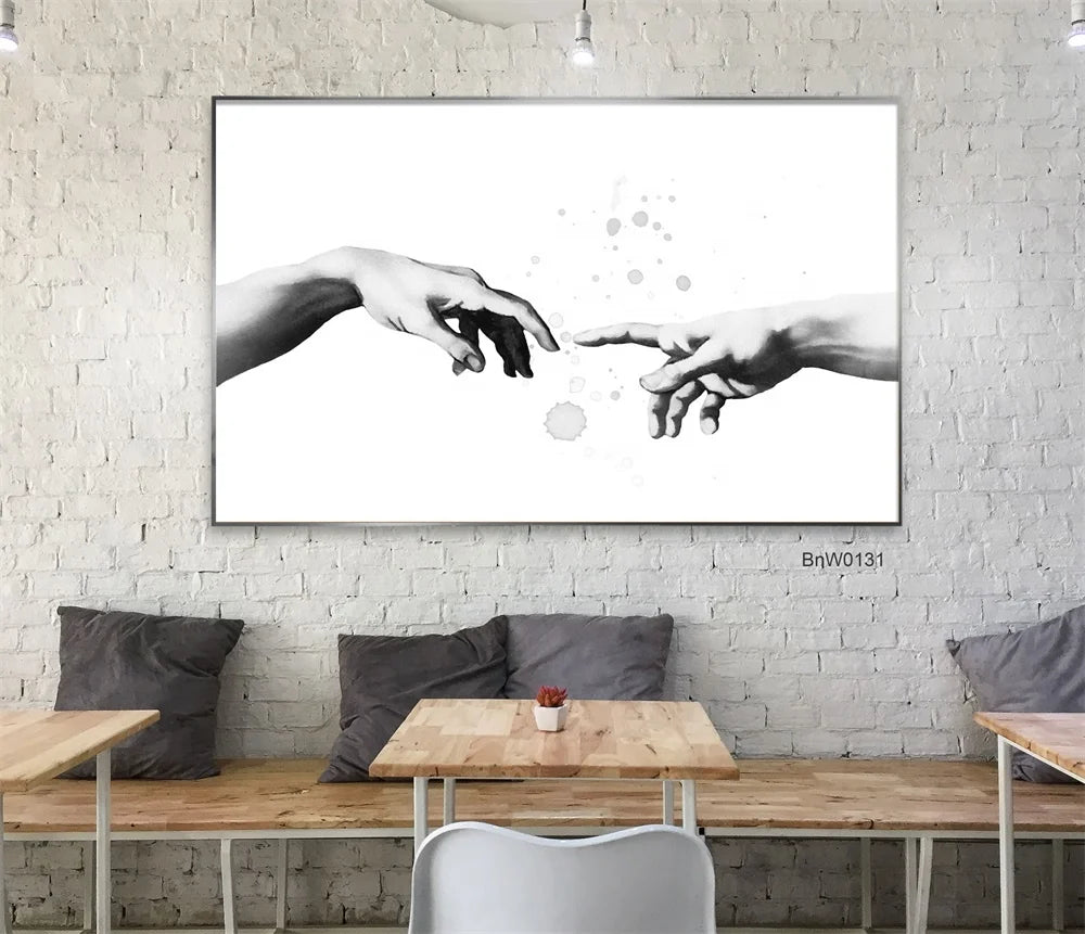 Italian Painter Michelangelo Buonarroti Ancient Creation Adam Hands Oil Painting