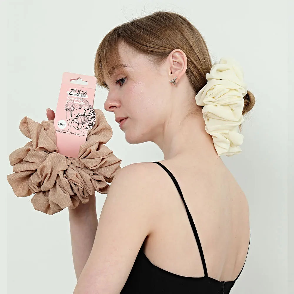 Designer Extra XL Jumbo Giant Satin Hair Ties Large Fashionable Solid Color Scrunchies for Hair Decoration