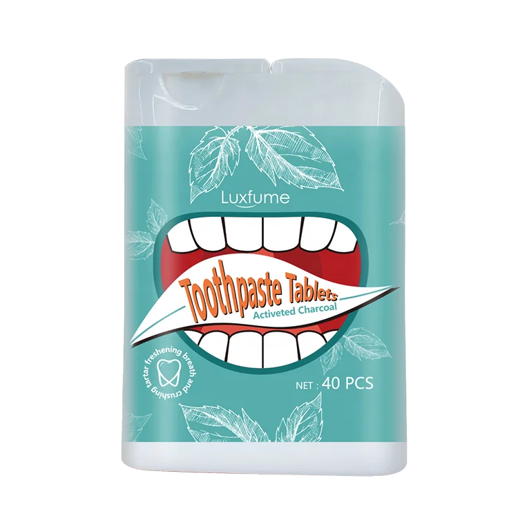 Custom Logo Organic Activated Charcoal Fluoride Free Whitening Toothpaste Tablets