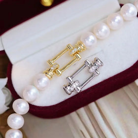 C507 8-9mm 925 Sterling Silver 18K Gold Plated Pearl Clasp for Jewelry Wholesale Metal Cord Ends Clasp Necklace/bracelet Clasp
