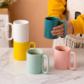 Simple and New Fashion Korean Creative Ring Handle Breakfast Ceramic Coffee Milk Mug Nordic Colorful Glazed Porcelain Tea Cups