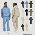 High Quality 350gsm Heavyweight Pullover Cotton French Terry Dropped Shoulders Oversized Thick Men's Sweatpants and Hoodie Set