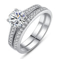 Size 6 7 8 9 10 Two Pieces Set Simple Elegant Bling Zircon Diamond Wedding Engagement Rings Jewelry for Couple Women