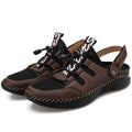 Beach Fashion Hollow Men'S Slippers Plus Size 38-48 Soft Sole Men'S Hole Shoes Casual Closed Toe Leather Sandals