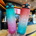 1L/32 oz Gradient Plastic Water Bottle BPA Free Leakproof Custom Logo Motivational Time Marker Direct Drinking Applicable