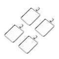 New Listing 25*30MM Pendant Blank Square Bottom Jewelry Embryo Singlime Stainless Steel Gem Tray Accessories