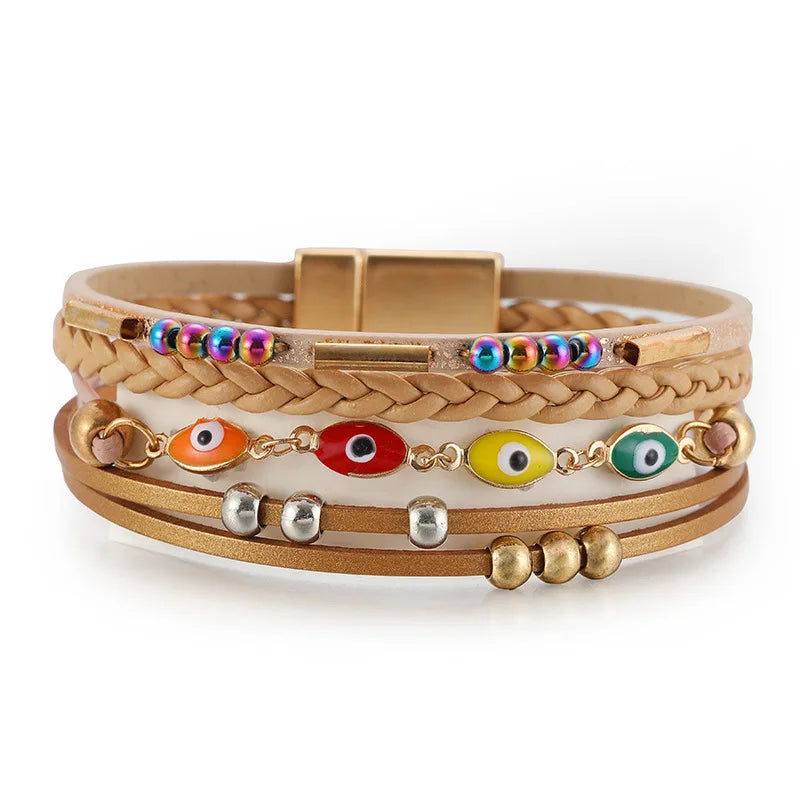 DHJ00326 Wholesale Bracelet Magnetic Buckle Beads Turkish Ethnic Style Colorful Devil Eyes Bracelet