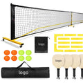 Wellshow Sport Pickleball Net Set 22FT Pickleball Net on Wheels for Driveway Backyard Pickleball Set for Indoor Outdoor Play