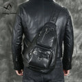 Andong Soft Genuine Cow Leather Men Chest Bag Shoulder Bag Cowhide Crossbody Bags Man Business Sports Casual