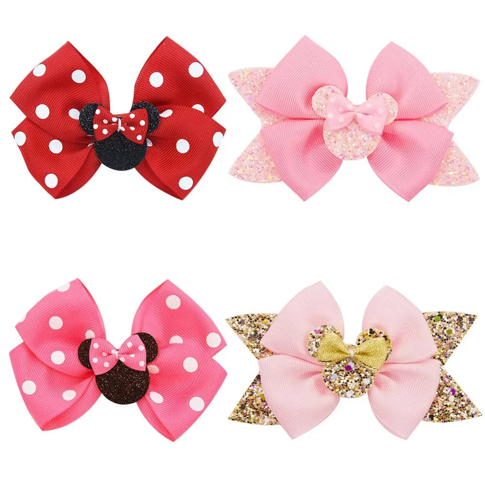 4.3 Inch Ribbon Hair Bows Hair Pin for Kids Cute Colorful Bows Hairgrips Tie Dye Hair Accessories for Girls