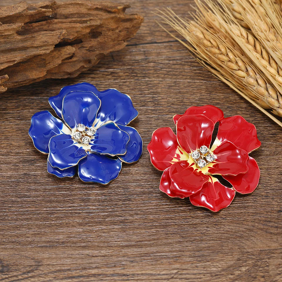 MT012135 Fashion Enamel Flower Brooch Women Crystal Brooch Jewelry