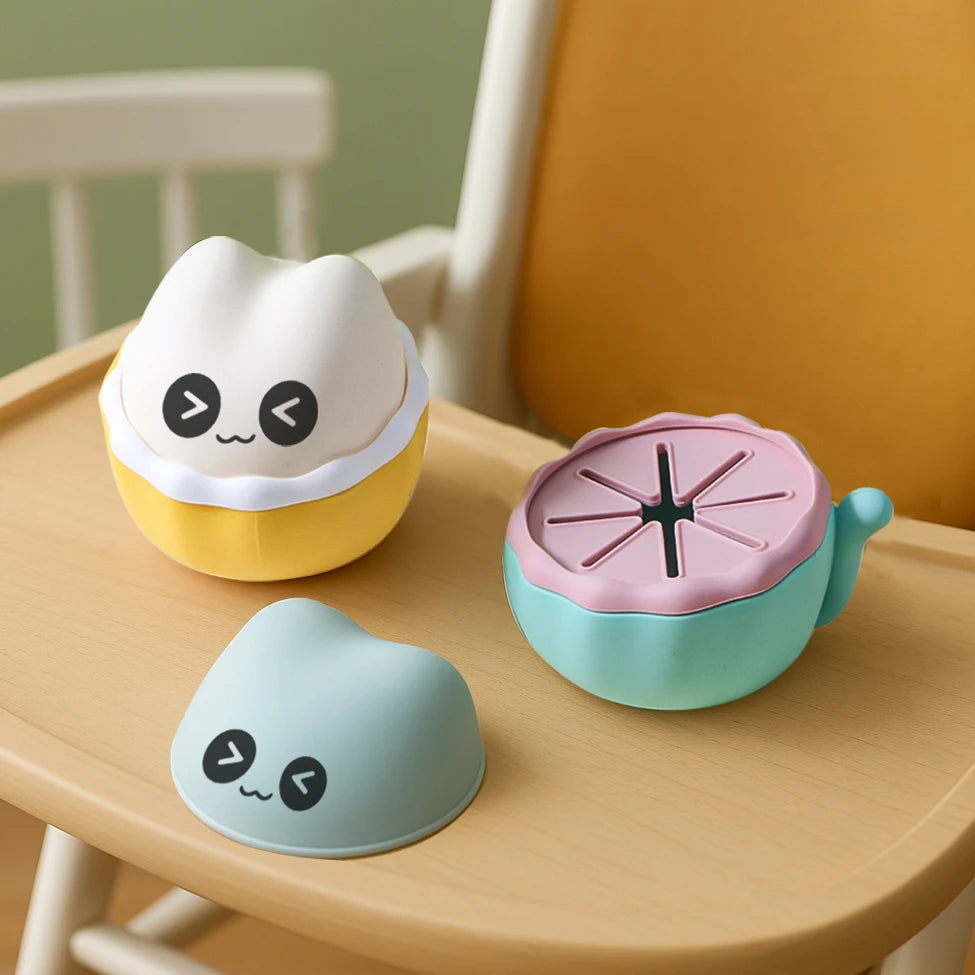 Unspillable Eco-Friendly Food Grade BPA-Free Silicone Baby Snack Bowl Set Leak-Proof Dishwasher Safe Cartoon Animal Shape