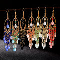 Classic Trendy Blue Crystal Long Tassel Dangle Earrings for Women 2019 Fashion Indian Earrings Beads Wedding Earrings Hangers