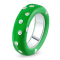 2023 Designer Model Green Enamel and Diamond Ring Women Fashion High Sense of Custom Jewelry