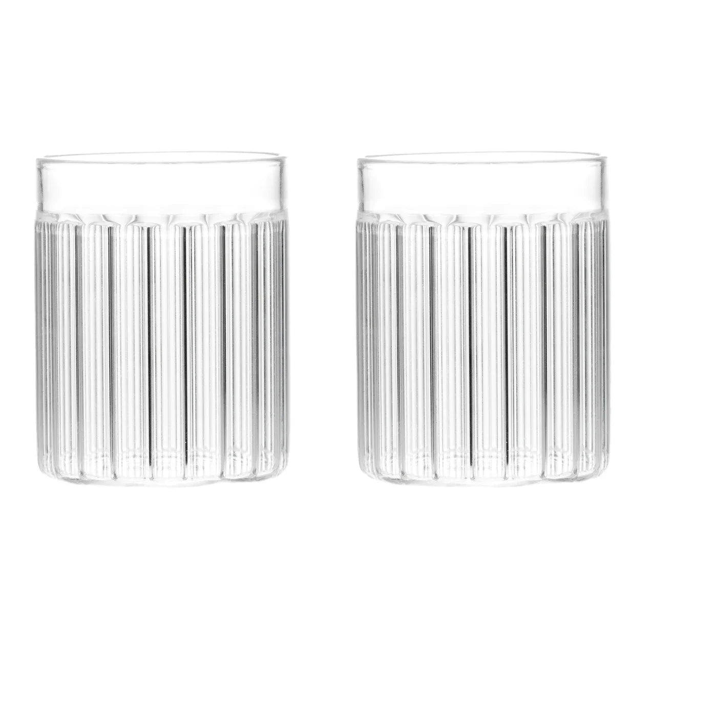 Custom Made Clear Hand-blown Cylinder Shaped Glass Beverage Tumbler with Stripes