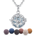 Isunni Lava Rock Stone S925 Sterling Silver Healthy Energy Necklace Vintage Style Essential Oil Diffuser for Gift