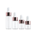 Stock Rose Gold Clear Empty Glass Dropper Bottle 1ml 2ml 3ml 5ml Sizes for Skin Care Cream Facial Cleanser Screen Printing