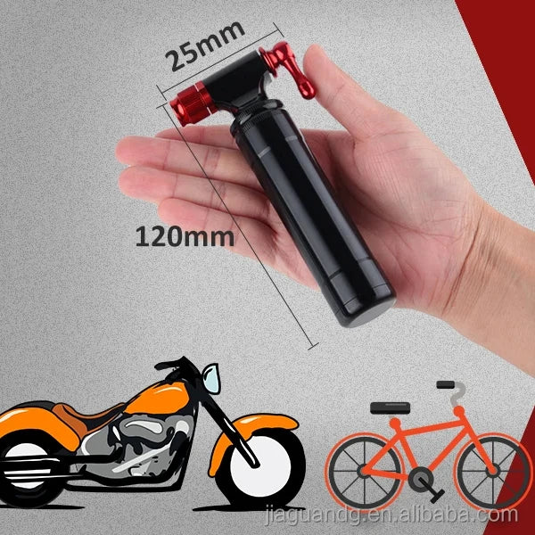 PRO-STAR Mini Handheld High Pressure CO2 Aluminum Alloy Emergency Bicycle Pump >160PSI Schrader/Presta Valve for Road/Mountain