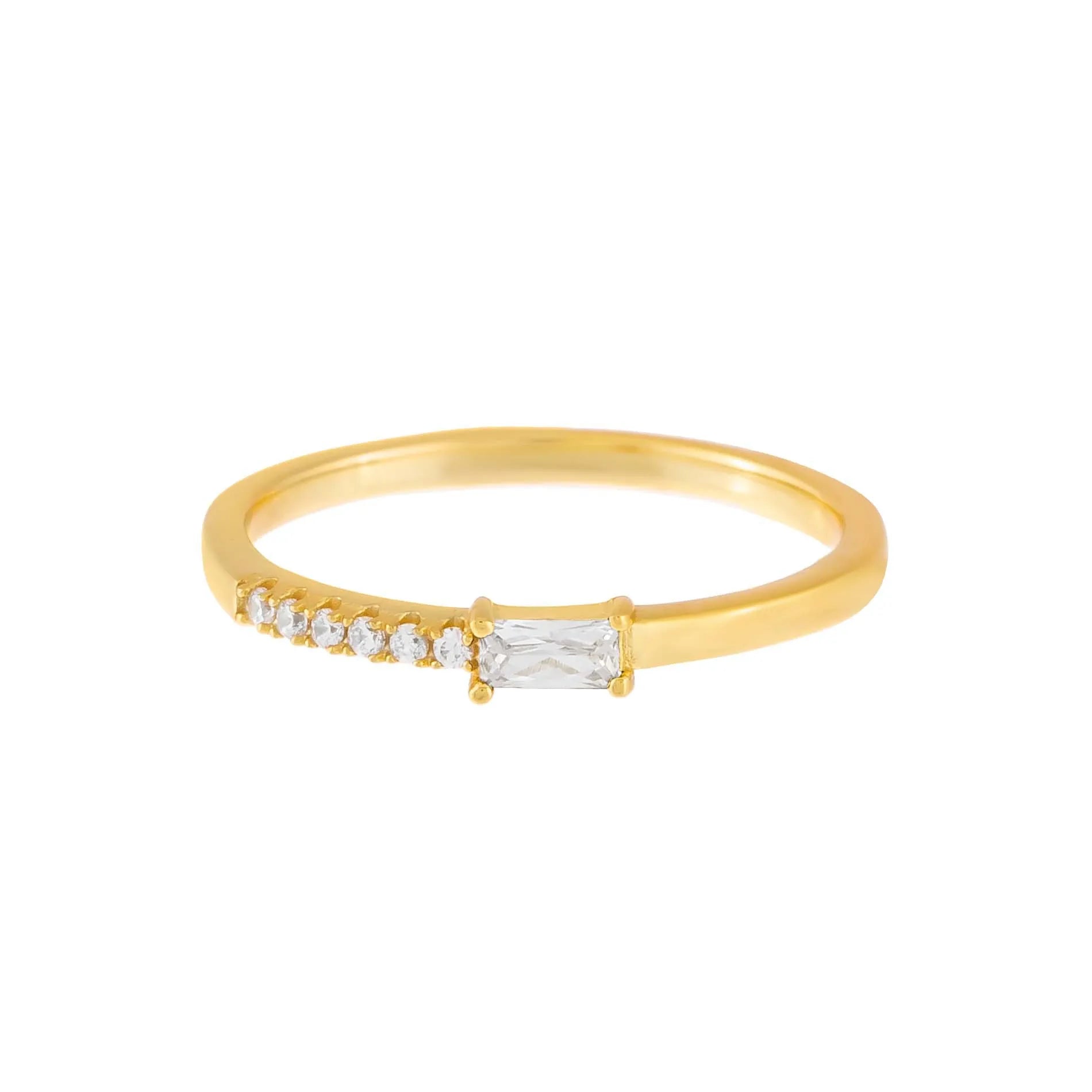 Zuola Trendy Custom Ins Hot Rectangular Cubic Zircon Ring 18K Gold Plated Eco-friendly Brass Wholesale Fine Rings for Women