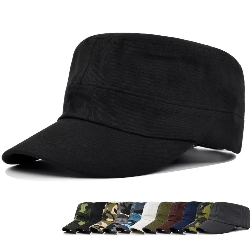 Wholesale Cheap Factory in Stock Solid Twilled Cotton Blank Flat Top Tucker Hat Sports Cap Camp Hat for Men Sun Shade
