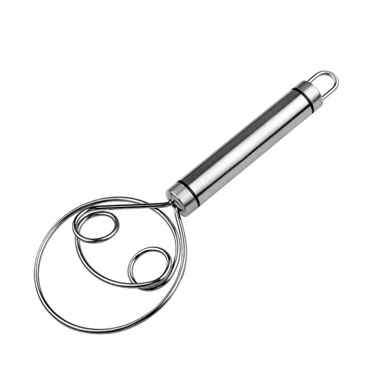 8.5 Inch Professional Grade Stainless Steel  Danish Dough Whisk With Wooden Handle