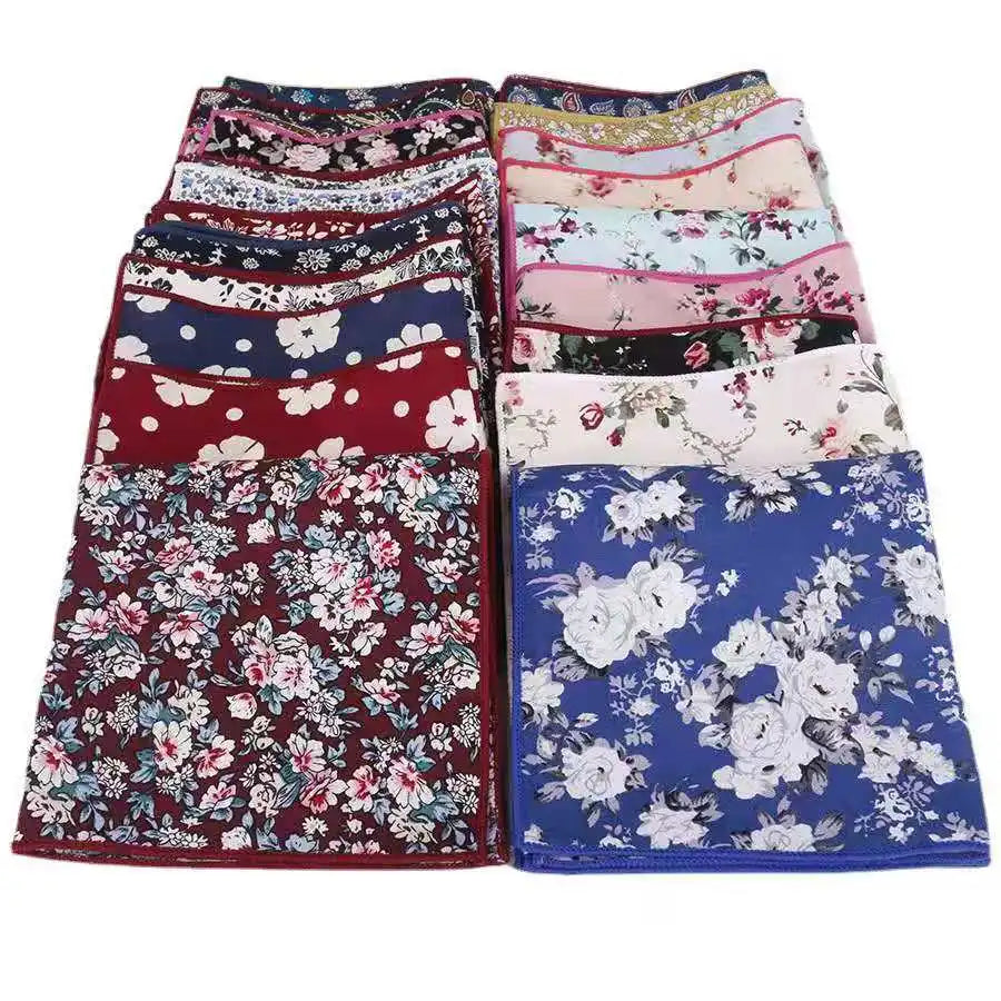 Mens Gift Floral Hanky Cotton Handmade Square Pocket