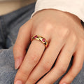 Chris April Minimalist 316L Stainless Steel PVD Plated Heart Star Zircon Bejeweled Band Finger Ring
