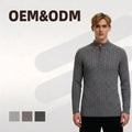 Men's ODM New Pullover Half High Turtleneck Zipper Long Sleeve Knit Sweater Casual Simple Ribbed for Autumn Season
